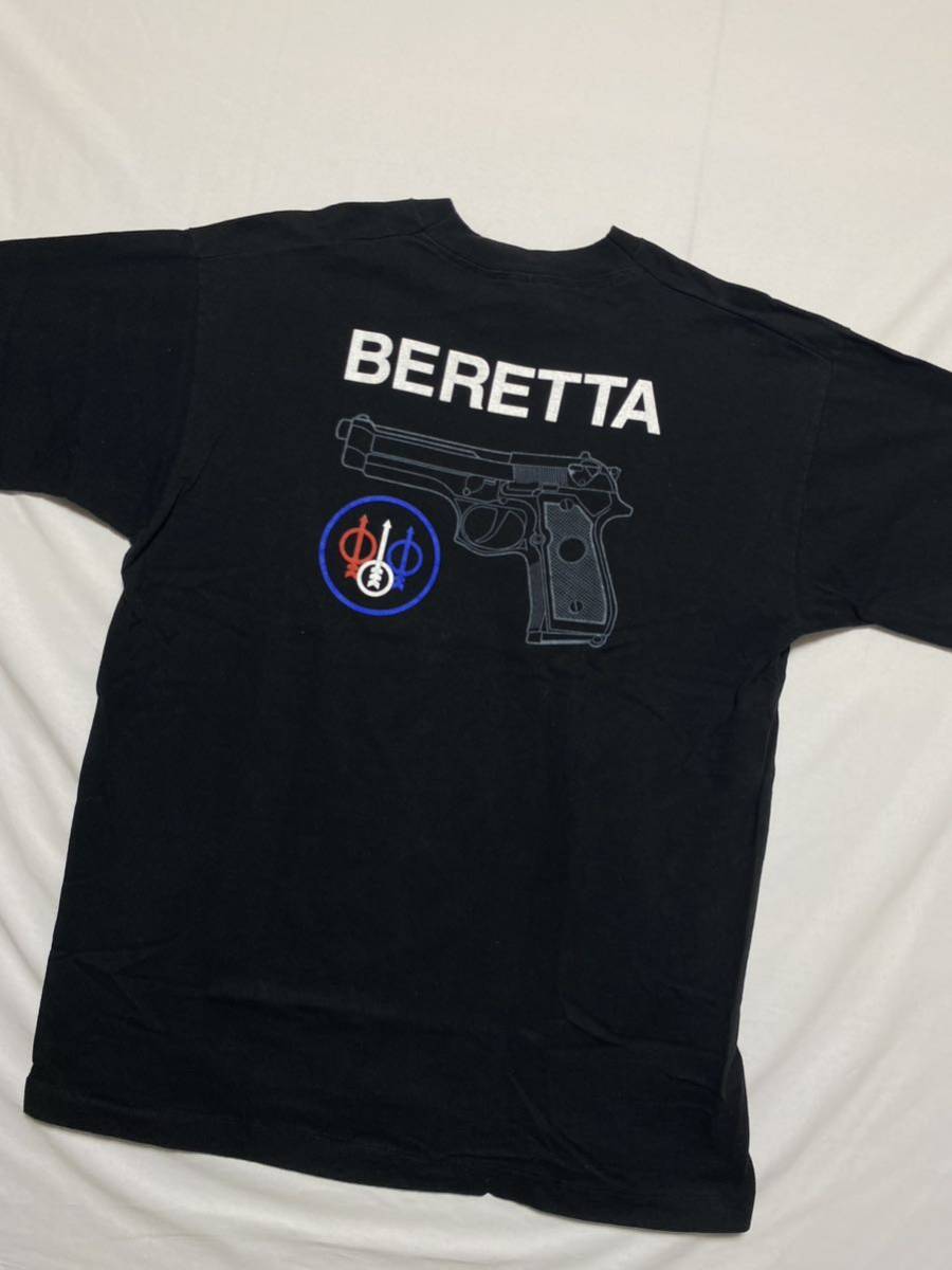 レア　状態○ 90s USA製 フルーツオブザルーム　BERETTA プリント 銃　Tシャツ　シングルステッチ　サイズ　L　OLD vintage_画像1