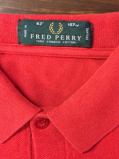 ★表記42/英国製！フレッドペリー.FRED PERRY.赤.ユーズド.半袖カラーポロシャツ.古着.イングランド製.ロック.雰囲気◎.UKモッズスタイル/6_画像10