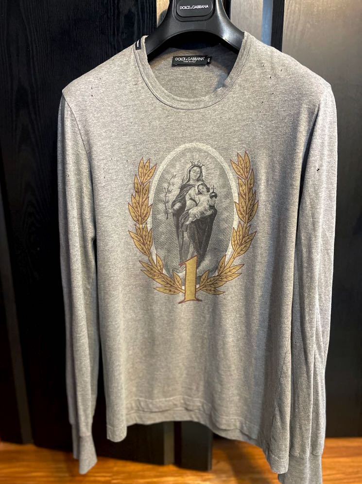 新年の贈り物 美品ドルチェ&ガッバーナD&G長袖Tシャツ ダメージ加工グレーGOLDモデルSS m長袖カットソー 46プリント 46 新年の贈り物 美品ドルチェ&ガッバーナD&G長袖Tシャツ ダメージ加工グレーGOLDモデルSS m長袖カットソー 46プリント 46