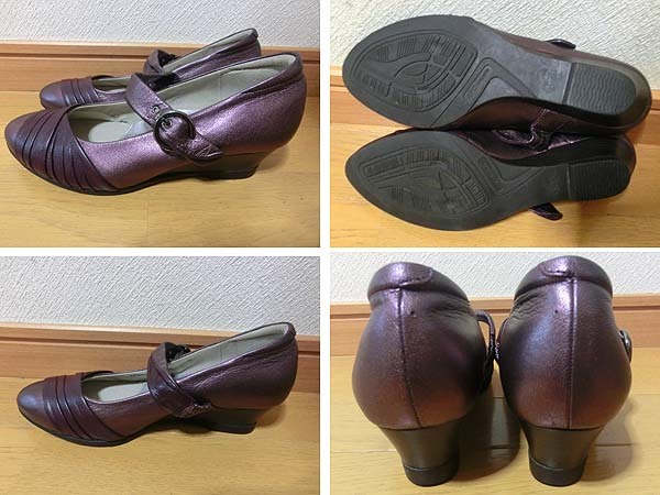 #asics pedala Asics pedala кожа Wedge подошва туфли-лодочки обувь 23 EE cm фиолетовый серия б/у хороший товар 