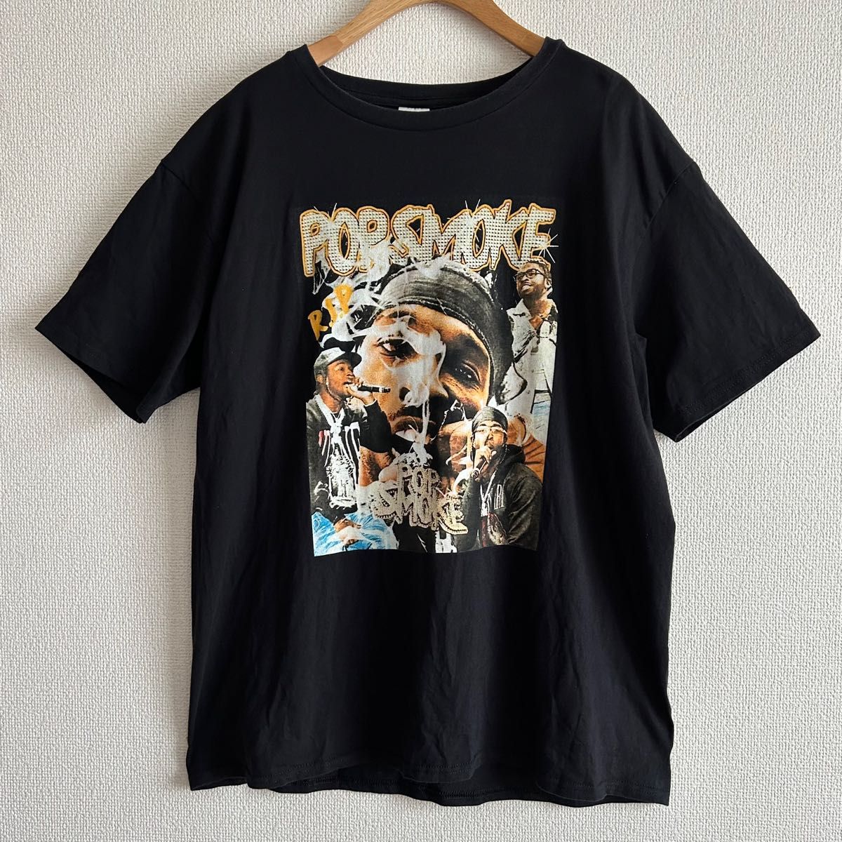 【POPSMOKE ポップスモーク】Tシャツ ブラック Lサイズ ラッパー HIPHOP ラップT