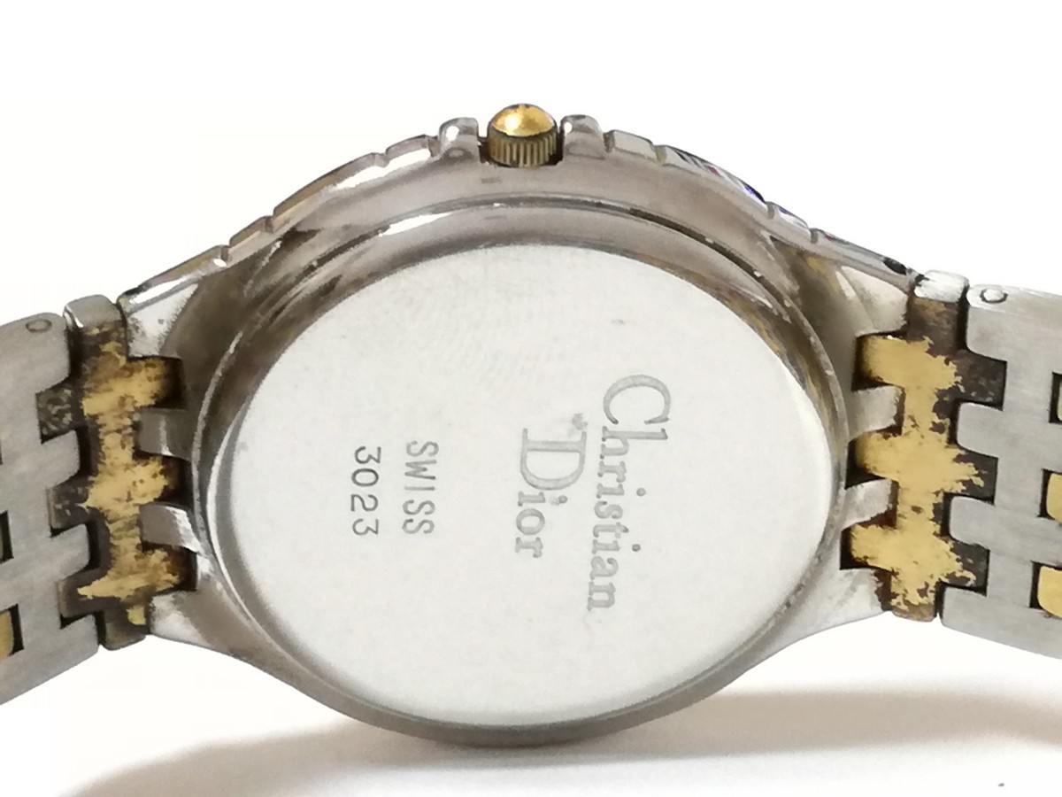 稼働品 Christian Dior クリスチャンディオール 腕時計 ホワイト文字盤 クォーツ シルバー ゴールド 4-51_画像6