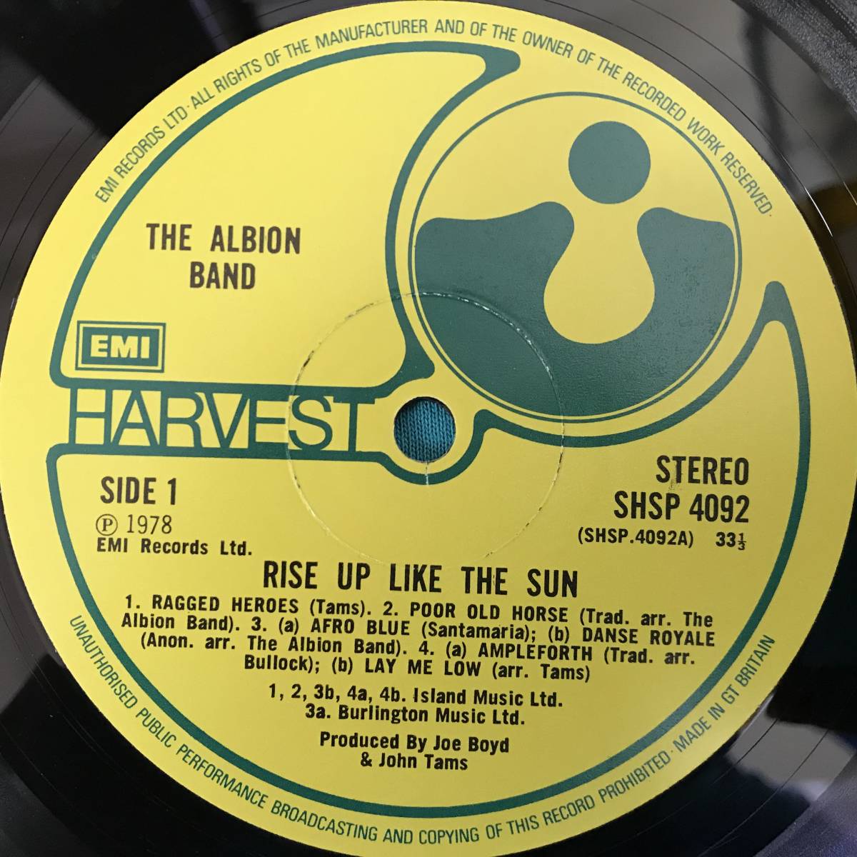 LP*The Albion Band / Rise Up Like The Sun UK original record Harvest SHSP 4092matoA-1U/B-1U STERLING stamp 