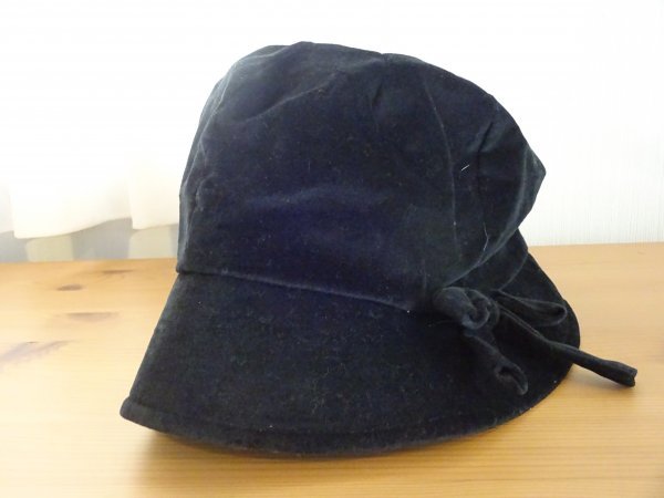 ⊿林八百吉⊿レディース・婦人用　黒色帽子　キャスケット　サイズ５６cm　キャップ　リボン付　帽子　日本製_画像6