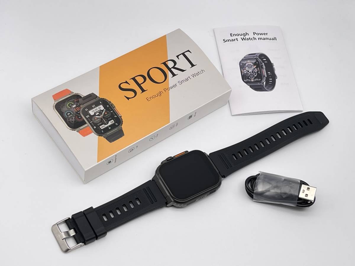 1円オークション】未使用品 SPORT Enough Power Smart Watch スマートウォッチ スポーツ ブラック Bluetooth  約1.96 インチ YK01B84 JChere雅虎拍卖代购