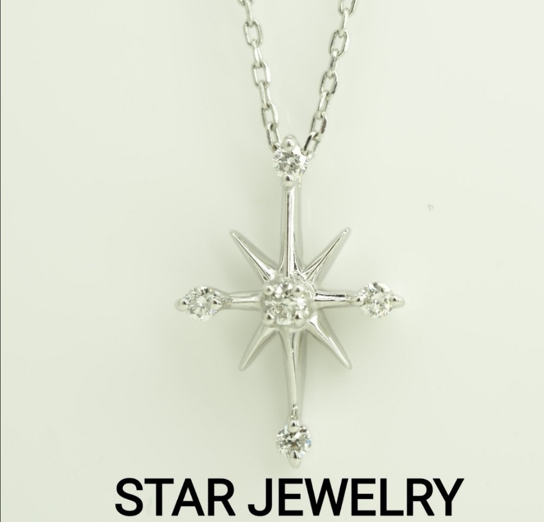 STAR JEWELRY スタージュエリー クロスダイヤモンドネックレス K18WG