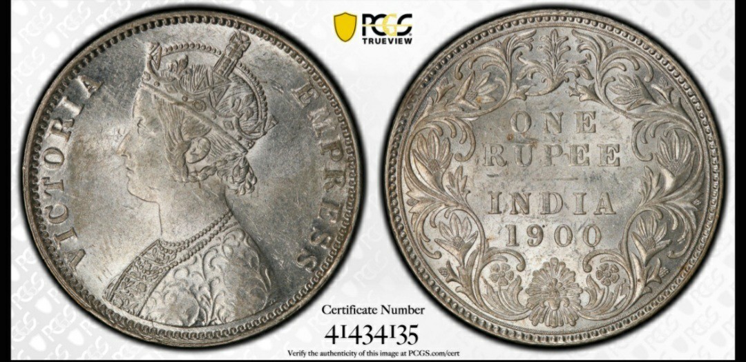 1900 英領インド １ルピー銀貨 ビクトリア PCGS MS62 銀貨 古錢