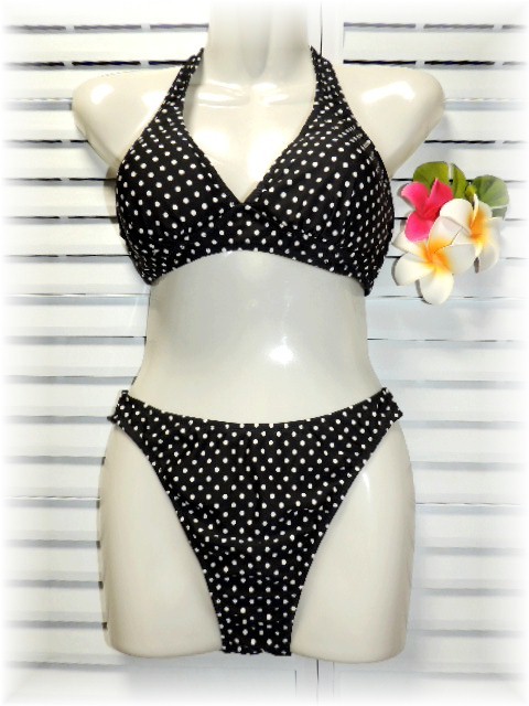 CP3 Cross plus separate swimsuit 9 number /M black × white dot 