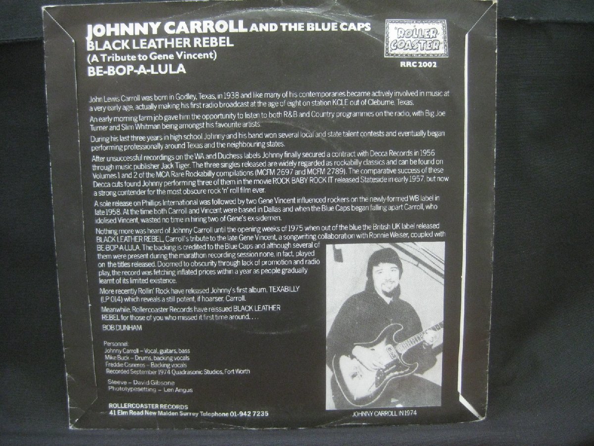 Johnny Carroll & The Blue Caps / Black Leather Rebel ◆EP4114NO OBP◆EP_画像2