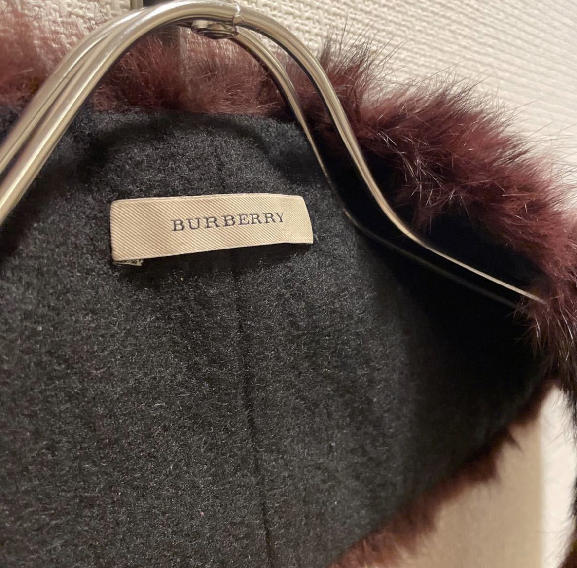 定価10万 Burberry バーバリー ラビットファー 毛皮 ストールカシミヤ
