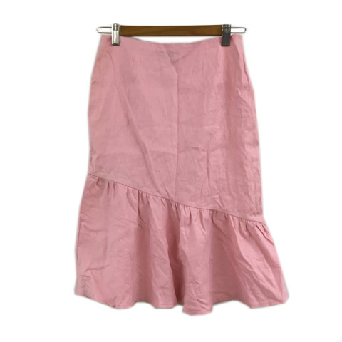 ブルーガール BLUGIRL ANNA MOLINARI スカート フレア マーメイド 膝丈 タック 無地 リネン I 38 ピンク レディースの画像1