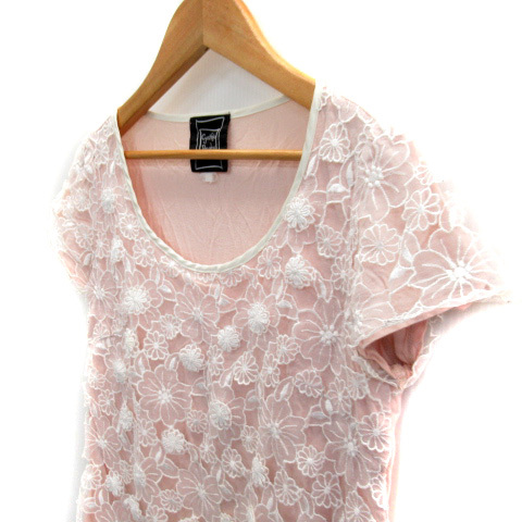  Cynthia Rowley CYNTHIA ROWLEY cut and sewn short sleeves round neck floral print embroidery motif pink white white /SY28 lady's 