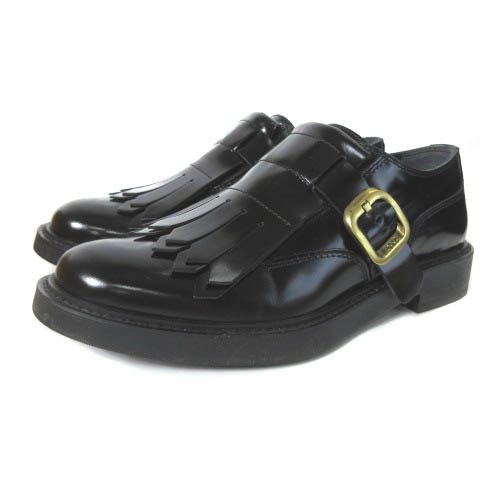 トッズ TOD´S Black Leather Monk Strap Shoes モンクシューズ