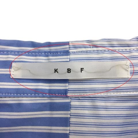 ケイビーエフ KBF アーバンリサーチ ワイシャツ ブラウス スタンダード ストライプ 長袖 One 青 白 ブルー ホワイト レディースの画像6
