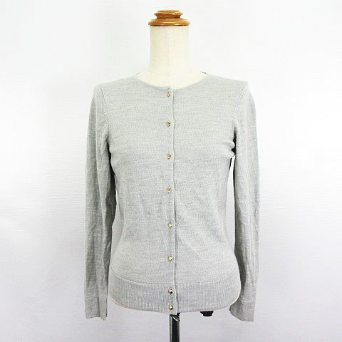  Rope ROPE knitted cardigan long sleeve ound-necked wool 38 gray *EKM lady's 