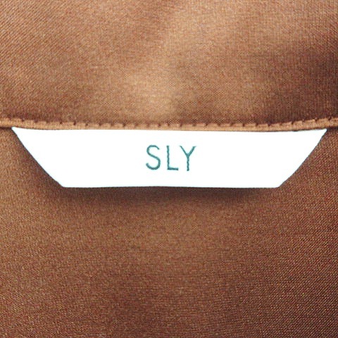 スライ SLY シャツ カットソー 半袖 オープンカラー 薄手 無地 F 茶 ブラウン トップス /RT レディース_画像6