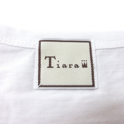 ティアラ Tiara カットソー Tシャツ クルーネック プリント 半袖 白 ホワイト /MN レディースの画像5