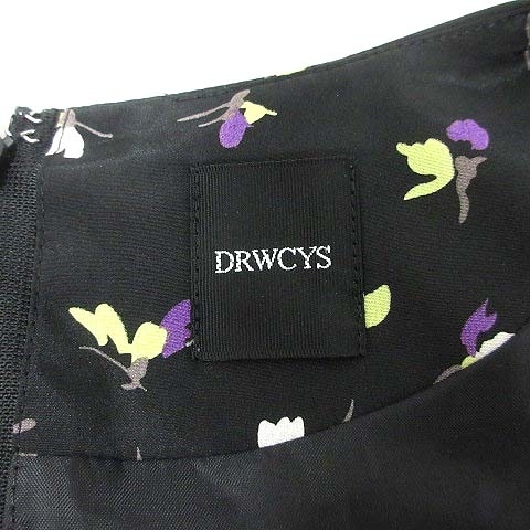 ドロシーズ DRWCYS ワンピース フレア ロング ウエストマーク パフスリーブ 花柄 半袖 1 黒 ブラック /YK レディース_画像5