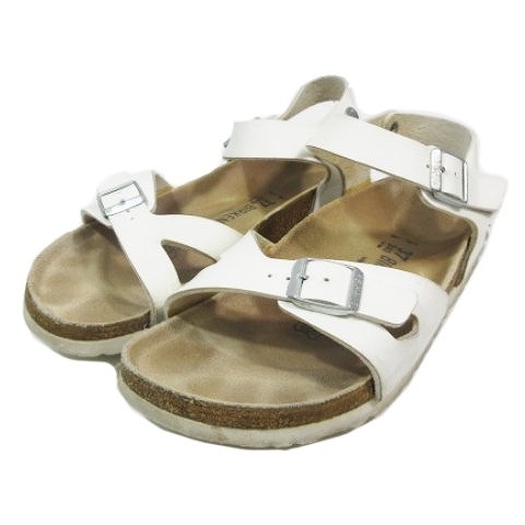 ビルケンシュトック BIRKENSTOCK リオ RIO サンダル アンクルストラップ ベルト レザー シューズ 24.0 白 ホワイト/7 レディース_画像2