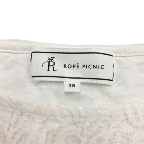 ロペピクニック ROPE Picnic カットソー プルオーバー ラウンドネック 切替 レース 透け感 無地 半袖 38 白 ホワイト レディース_画像5