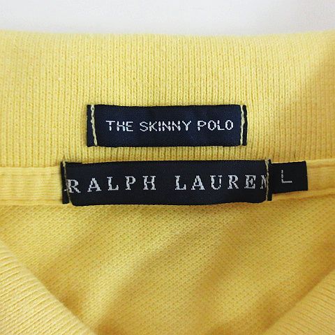 ラルフローレン RALPH LAUREN ポロシャツ 半袖 ロゴ 刺繍 コットン L イエロー ※EKM レディース_画像4