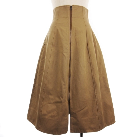  Le Ciel Bleu LE CIEL BLEU flair skirt long fastener cotton 34 beige lady's 