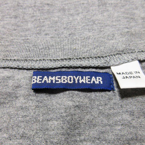  Beams Boy BEAMS BOY WEAR футболка cut and sewn вырез лодочкой короткий рукав пуховка рукав хлопок мягкий серый /CK12 * женский 