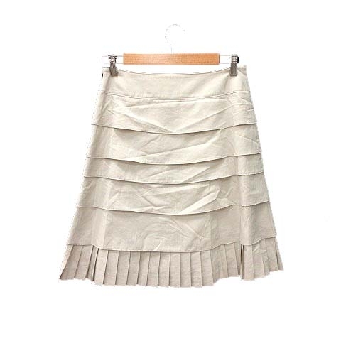  Queens Court QUEENS COURT pleated skirt knee height tia-do2 ivory white white /YK lady's 