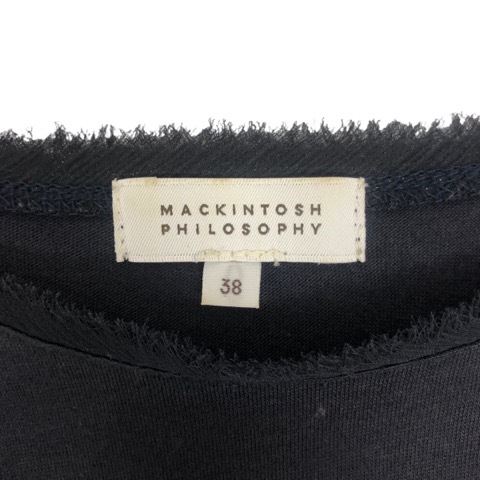 マッキントッシュフィロソフィー MACKINTOSH PHILOSOPHY カットソー 半袖 クルーネック 無地 ドッキング コットン 38 紺 ネイビー レディー_画像3