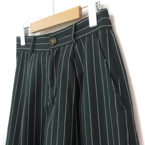  As Know As Pinky AS KNOW AS PINKY pants wide gaucho stripe free green green lady's 