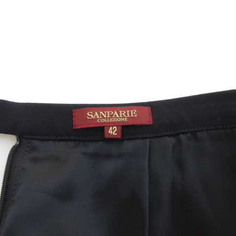SANPARIE サンパリエ スカート フレア フリル コットン 42 黒 ブラック レディース_画像3