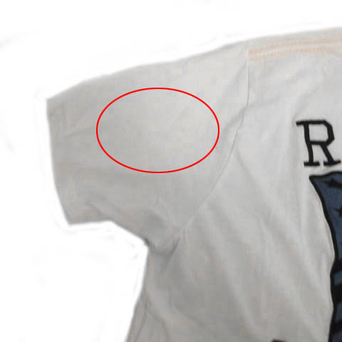 ロデオクラウンズワイドボウル RODEO CROWNS WIDE BOWL RCWB Tシャツ ポケT 胸ポケ 半袖 丸首 ロゴ刺繍 星条旗 コットン混 白 青 XL_画像9