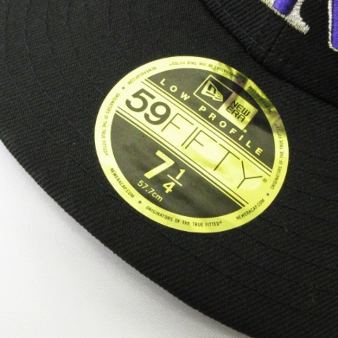 ニューエラ NEW ERA 美品 59FIFTY LOW PROFILE LP MLB CR コロラド・ロッキーズ キャップ ブラック パープル 7 1/4 57.7cm 帽子 メンズ_画像6