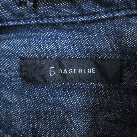 レイジブルー RAGEBLUE デニムシャツ ウエスタンシャツ カジュアルシャツ 七分袖 M インディゴブルー 紺 ネイビー /FF24 メンズ_画像5