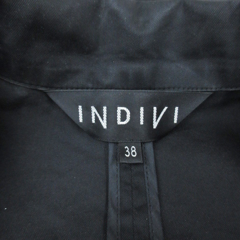 インディヴィ INDIVI テーラードジャケット ミドル丈 シングルボタン 38 黒 ブラック /FF14 レディース_画像6
