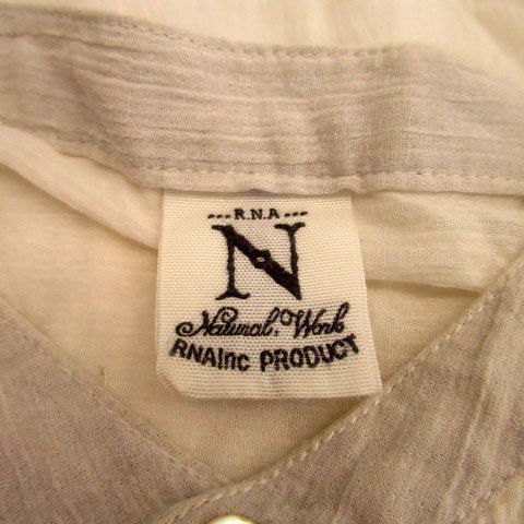 a-ruene-RNAsia- shirt long sleeve band color M white /MS38 lady's 