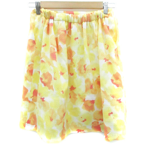  Banner Barrett Banner Barrett flair skirt knee height total pattern 38 yellow yellow color /YM36 lady's 