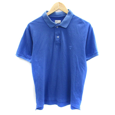 コーエン coen ポロシャツ 半袖 ポロカラー 刺繍 L 青 ブルー /SM10 メンズ_画像1