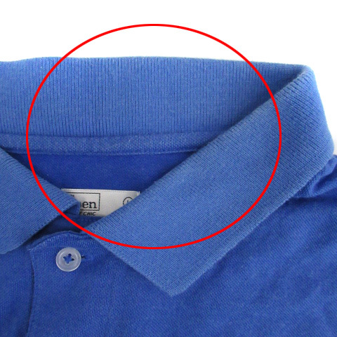 コーエン coen ポロシャツ 半袖 ポロカラー 刺繍 L 青 ブルー /SM10 メンズ_画像4