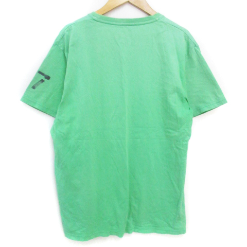 ラルフローレン RALPH LAUREN Tシャツ カットソー 半袖 クルーネック ロゴプリント ロゴ刺? LL 黄緑 ライトグリーン /FF23 メンズ_画像2