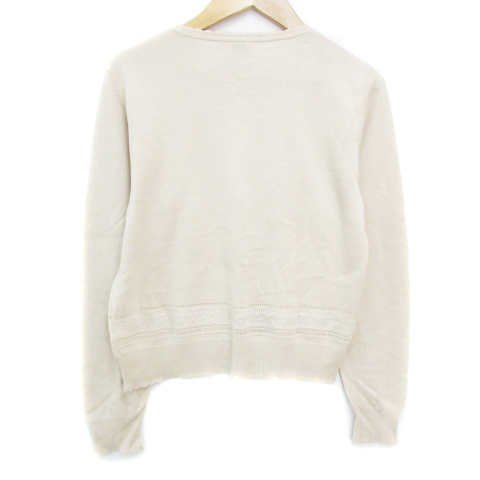  Aylesbury Aylesbury knitted cardigan thin middle height race lame M beige white white /FF41 lady's 