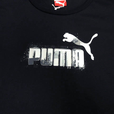 プーマ PUMA Tシャツ 半袖 丸首 ロゴプリント 速乾 ブラック 黒 シルバー M レディース_画像3