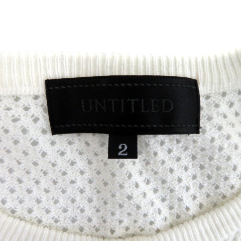  Untitled UNTITLED knitted cardigan round neck plain race 2 white white /YS30 lady's 