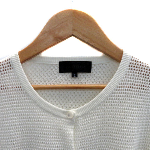  Untitled UNTITLED knitted cardigan round neck plain race 2 white white /YS30 lady's 