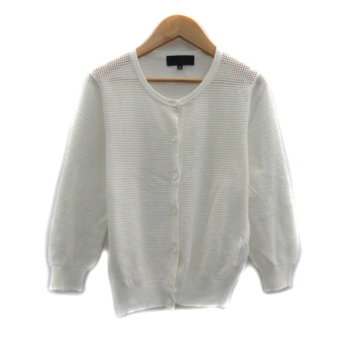  Untitled UNTITLED knitted cardigan round neck plain race 2 white white /YS30 lady's 