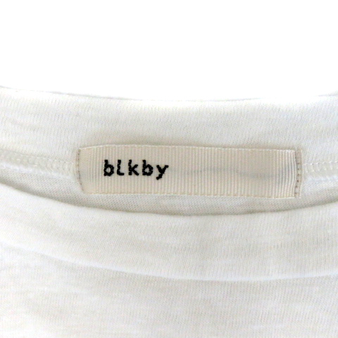 ブラック バイ マウジー blkby Tシャツ カットソー 半袖 ラウンドネック 無地 リネン混 オーバーサイズ F 白 ホワイト レディース_画像6