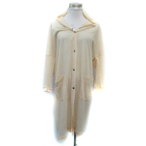  alkali alcali cardigan long height 7 minute sleeve with a hood . light beige /SM54 lady's 