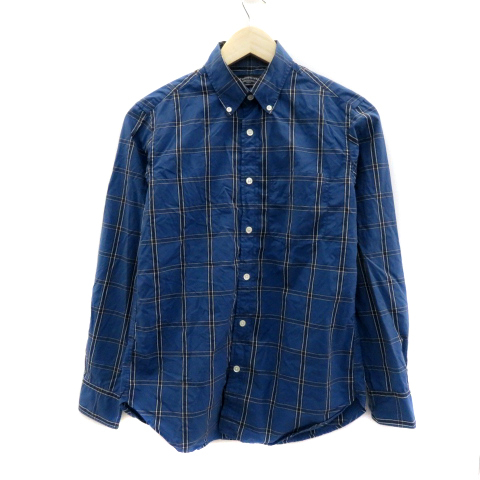  green lable lilac comb ng United Arrows AUTHENTIC WEAR casual shirt long sleeve button down check pattern XS blue men's 