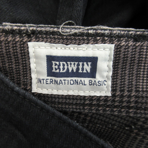 エドウィン EDWIN ストレートパンツ ロング丈 チェック柄 31 紺 ネイビー 黒 /SY10 メンズ_画像3