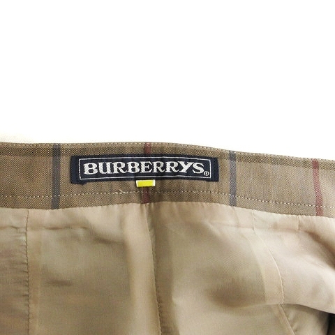  Burberry zBurberrys Vintage skirt box pleat knee height check wool tea Brown #SM1 lady's 